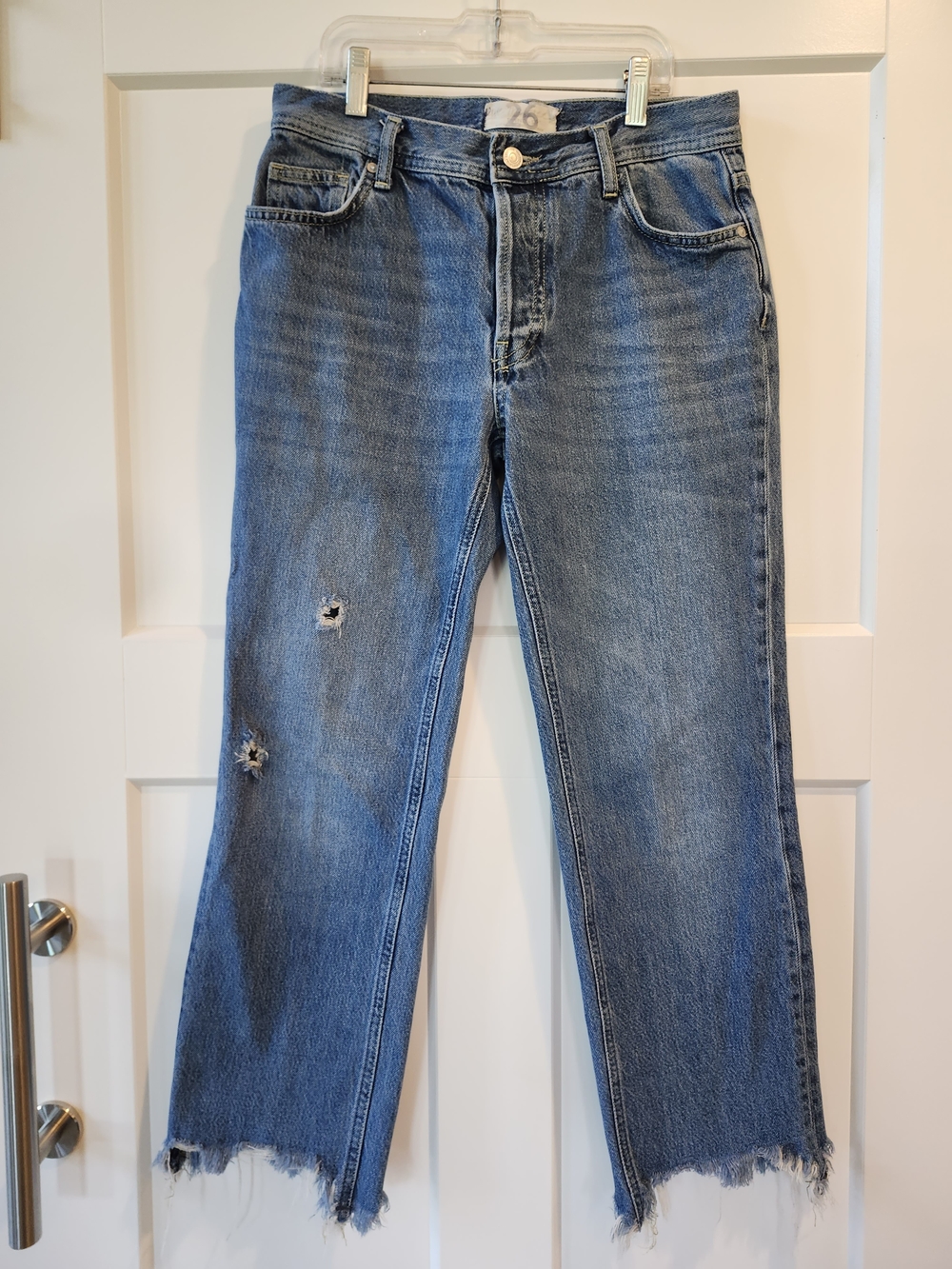We The Free Distressed Blue Wide-Leg Jeans